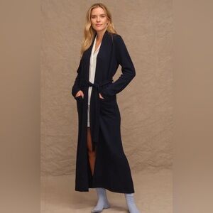 The Cashmere Project luxe long lounge robe 100% cashmere navy city NWT